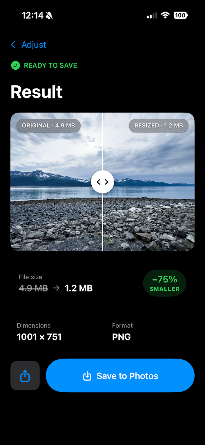Togu Image Resizer on iPhone