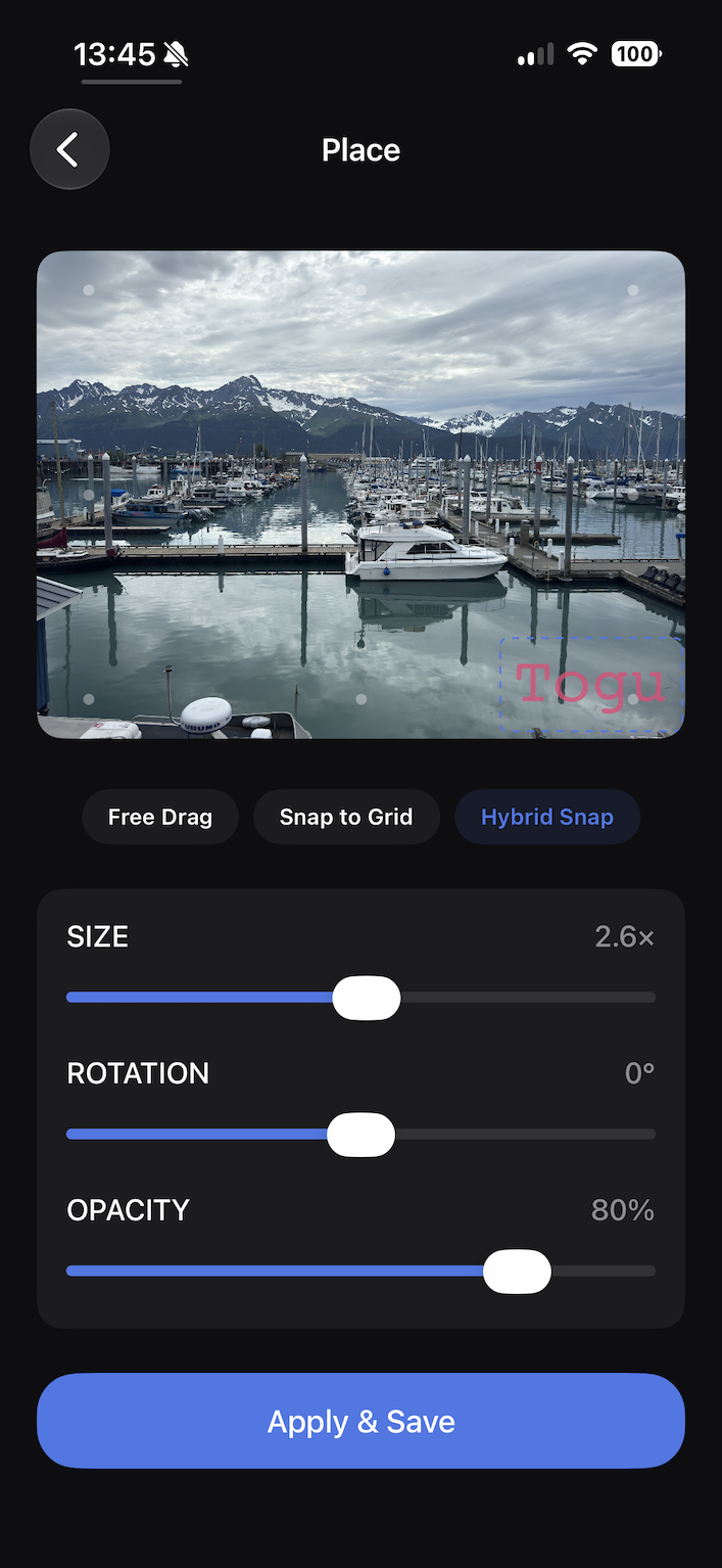 Togu Watermark on iPhone